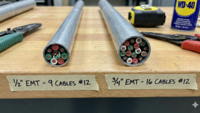 Cuantos cables caben en un tubo conduit de 12 y 34 pulgada